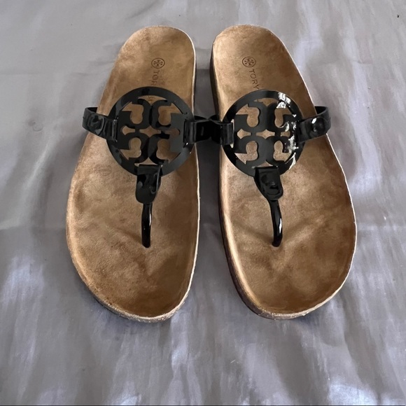 Tory Burch Cloud Miller Black Patent Leather Sandal Shoes 8.5 - Picture 6 of 11